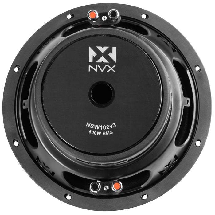 NSW102 Version 3 (NSW102v3) 1000W Peak (500W RMS) N-Series v3 10" Dual 2-Ohm Subwoofer