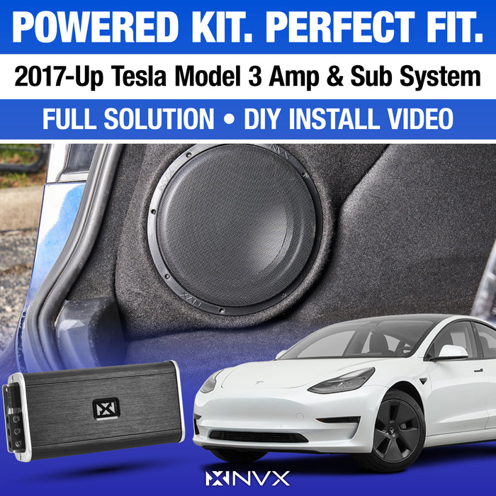 2017-2022 Tesla Model 3 - Custom 500W RMS 10" Subwoofer Bass Package | PBK-TM3-VSW10S2