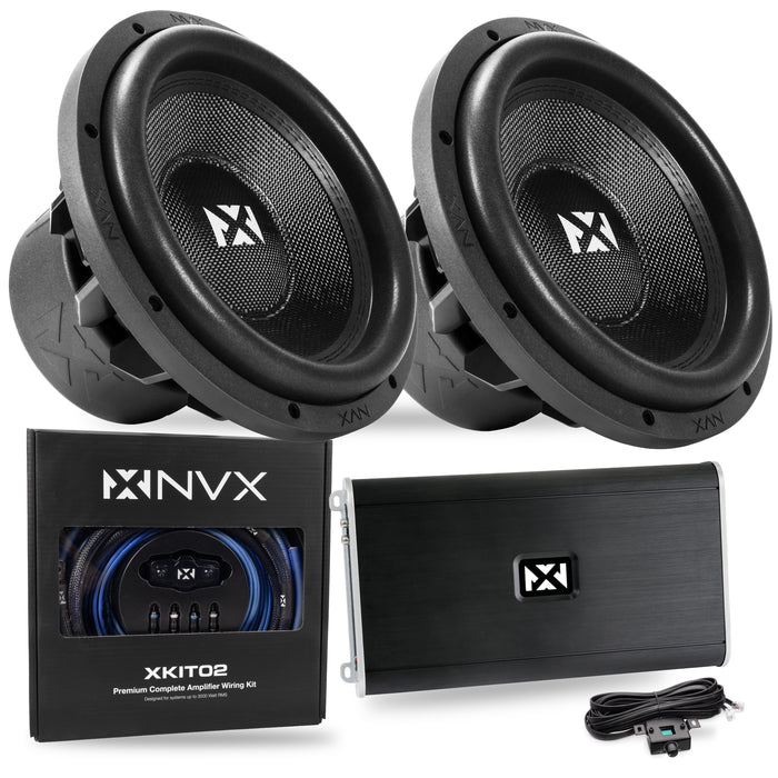 4000W Peak (2000W RMS) VC-Series v3 Dual 12" Subwoofer Bass Package with Monoblock Amplifier and Wiring Kit