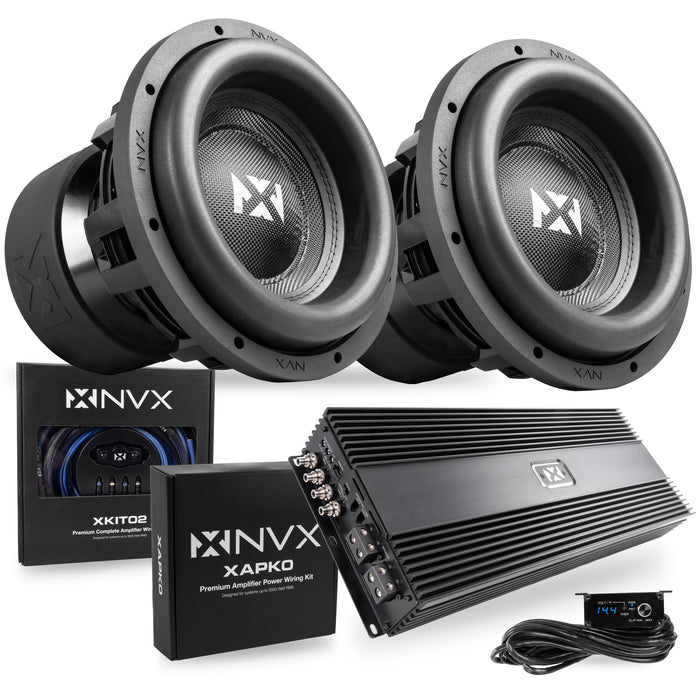 8000W Peak (4000W RMS) XC-Series Dual 12" Subwoofer Bass Package with Monoblock Korean Amplifier and Wiring Kit