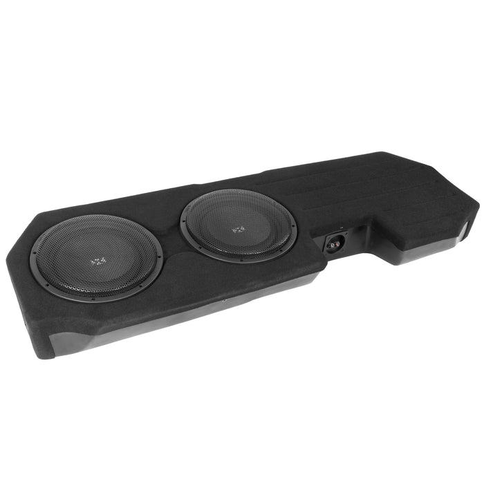 2019-up Chevrolet Silverado and GMC Sierra Crew Cab Trucks - Custom Dual 12" 800W RMS Loaded Subwoofer Enclosure | BE-GM-SLVDC-G4