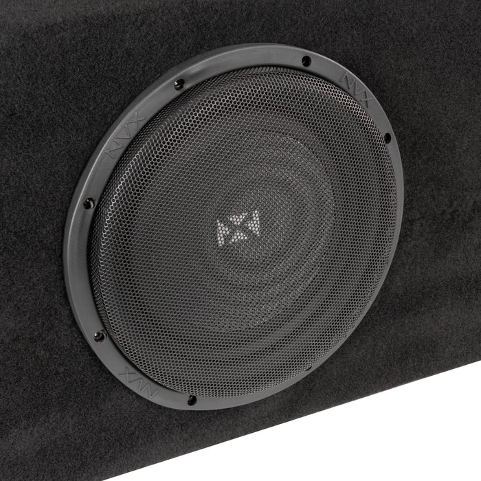 LVE-FRD-150CCG12-D10S Custom Fit 700W RMS Dual 10" Sealed Loaded Down Firing Subwoofer Enclosure for 2009-2018 Ford F-150 Super Crew Cab Trucks