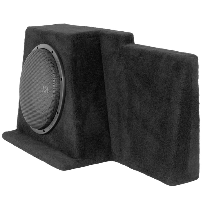 LVE-GM-SLVECG2-S10S Custom Fit 350W RMS Single 10" Sealed Down Firing Loaded Subwoofer Enclosure for 2008-2013 Chevrolet Silverado and GMC Sierra Extended Cab Trucks