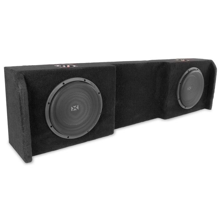 LVE-NIS-TTNCKCG1-D10S Custom Fit 700W RMS Dual 10" Loaded Subwoofer Enclosure for 2004-2018 Nissan Titan Crew and King Cab Trucks
