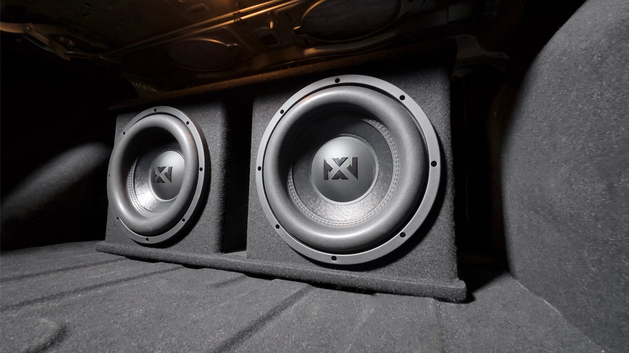 NPKG212 1000W Peak (500W RMS) Loaded Dual 12" Subwoofer with Slot Ported Enclosure and Monoblock Amplifier with Remote Bass Knob