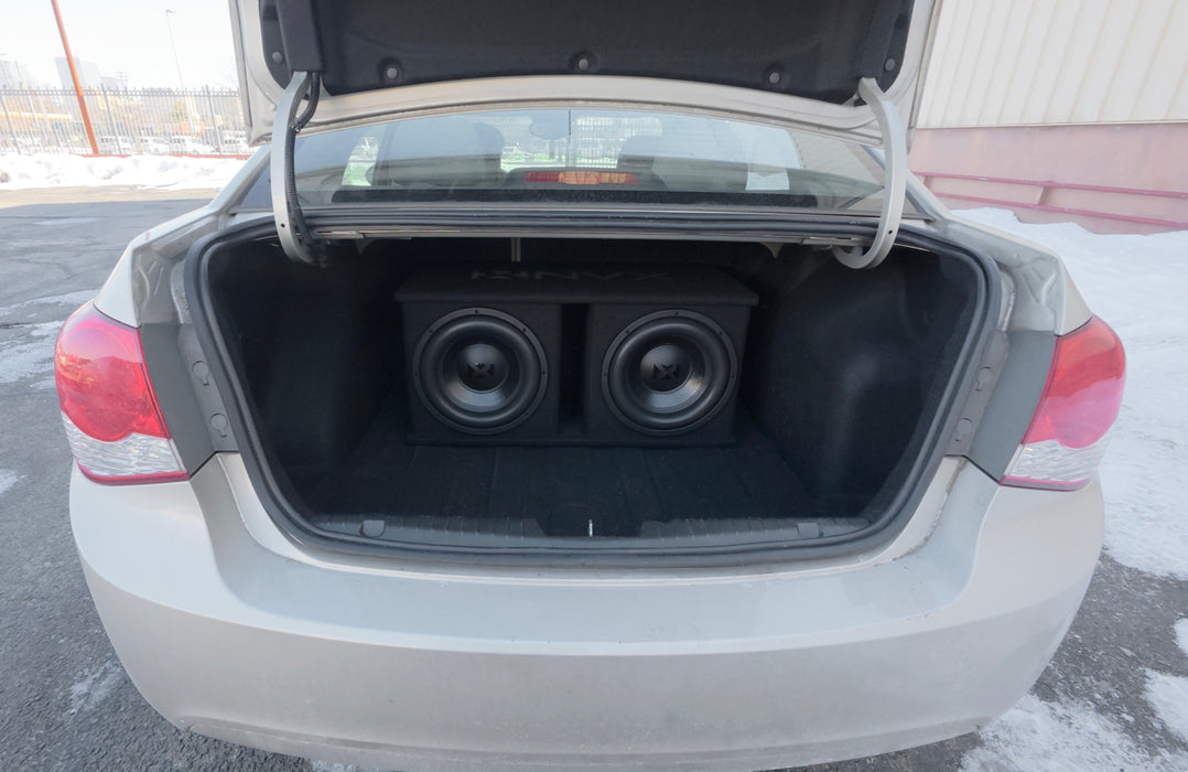 NPKG212 1000W Peak (500W RMS) Loaded Dual 12" Subwoofer with Slot Ported Enclosure and Monoblock Amplifier with Remote Bass Knob