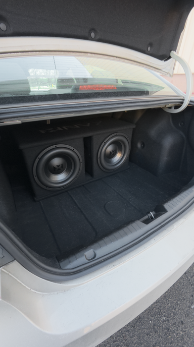 NPKG212 1000W Peak (500W RMS) Loaded Dual 12" Subwoofer with Slot Ported Enclosure and Monoblock Amplifier with Remote Bass Knob