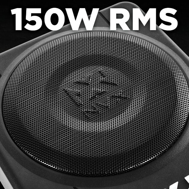 QBUS8P 300W Peak (150W) RMS 8" Ported Amplified Loaded Under Seat Subwoofer System with Remote Bass Knob and Amplifier Wiring Kit