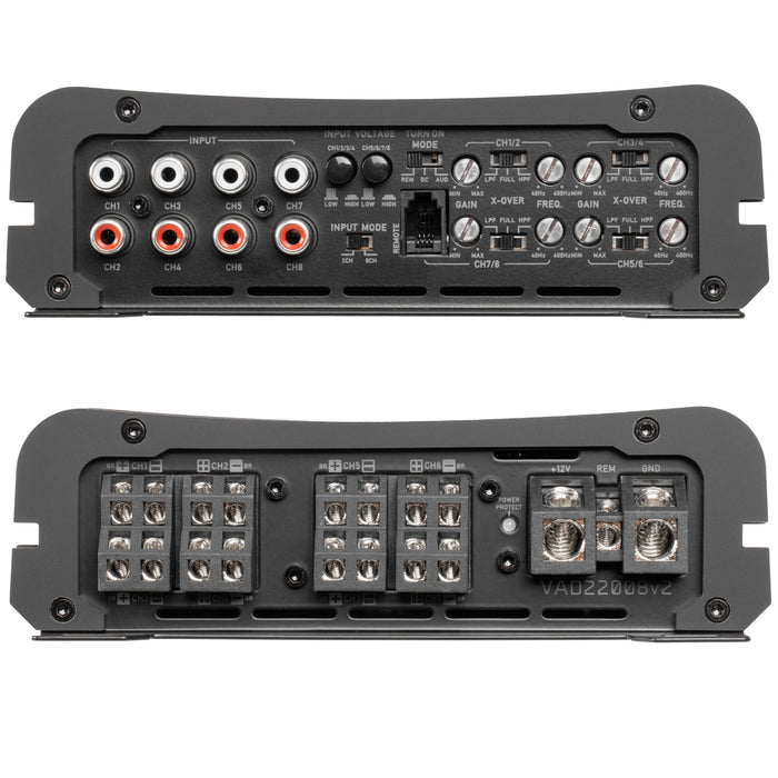 VAD22008 v2 (VAD22008v2) 2200W RMS V-Series Full-Range Class-D 8-Channel Amplifier (Marine Certified)